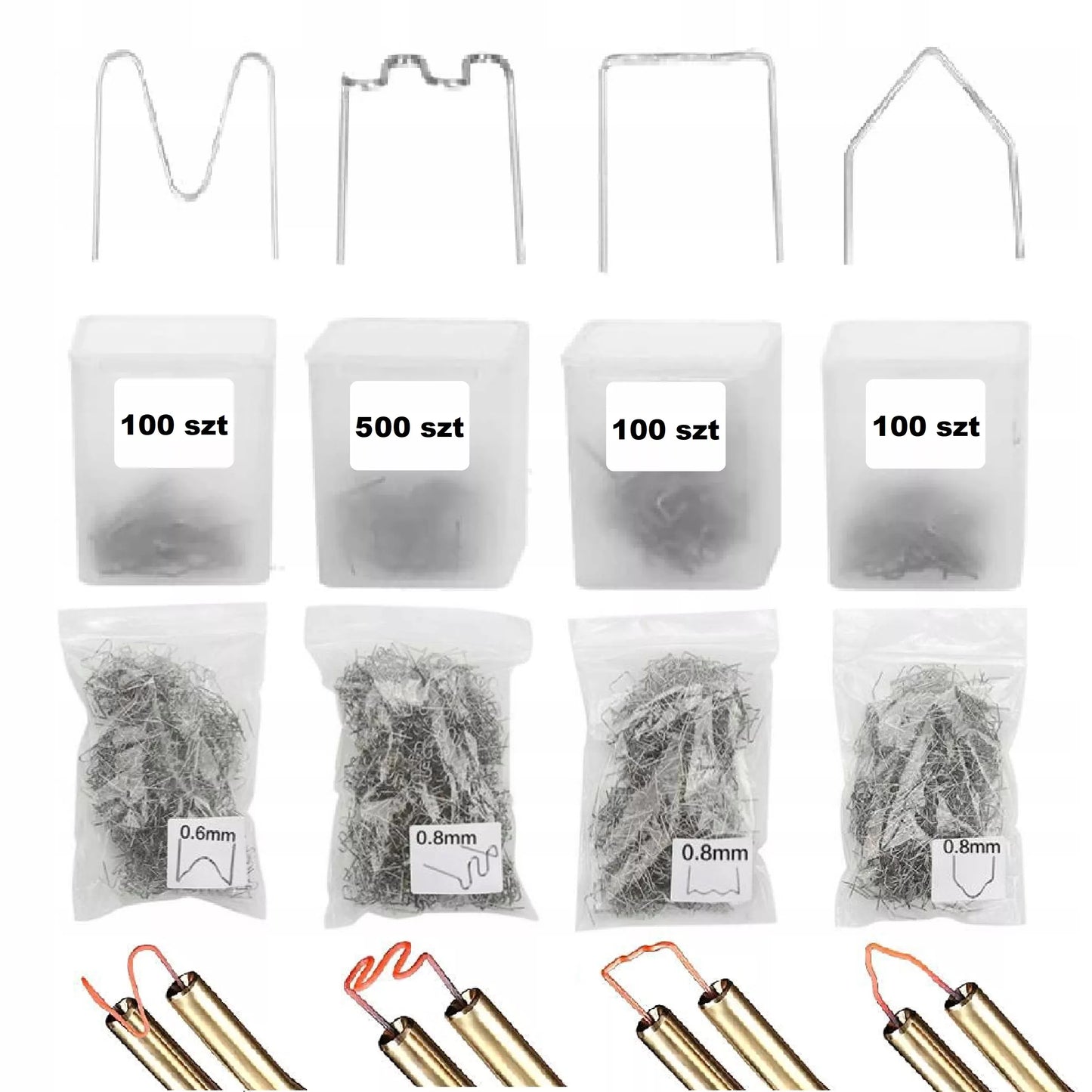 Plastiko suvirinimo pistoletas su lituokliu ir 800+ segtukų