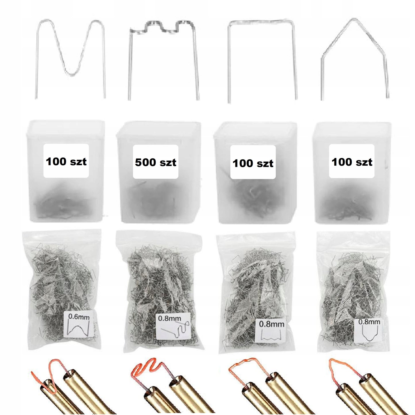 Plastiko suvirinimo pistoletas su lituokliu ir 800+ segtukų