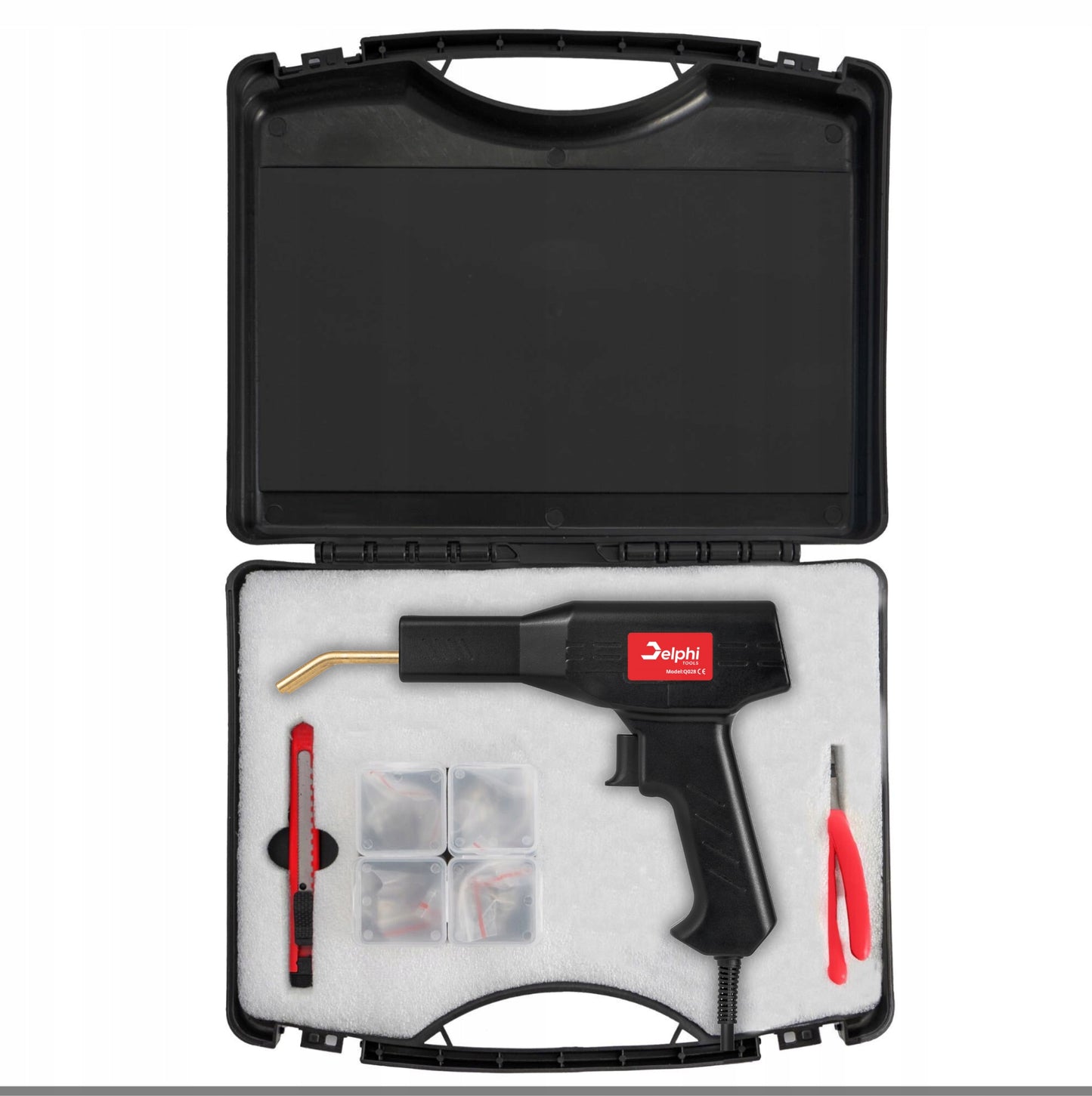 Plastiko suvirinimo pistoletas su lituokliu ir 800+ segtukų