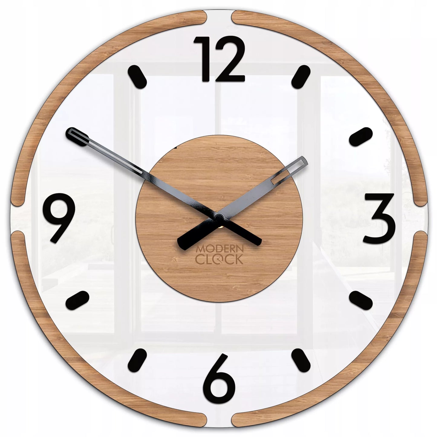 Sieninis laikrodis DUBAI 30 cm – tylus mechanizmas, „premium scandi 3D“ dizainas