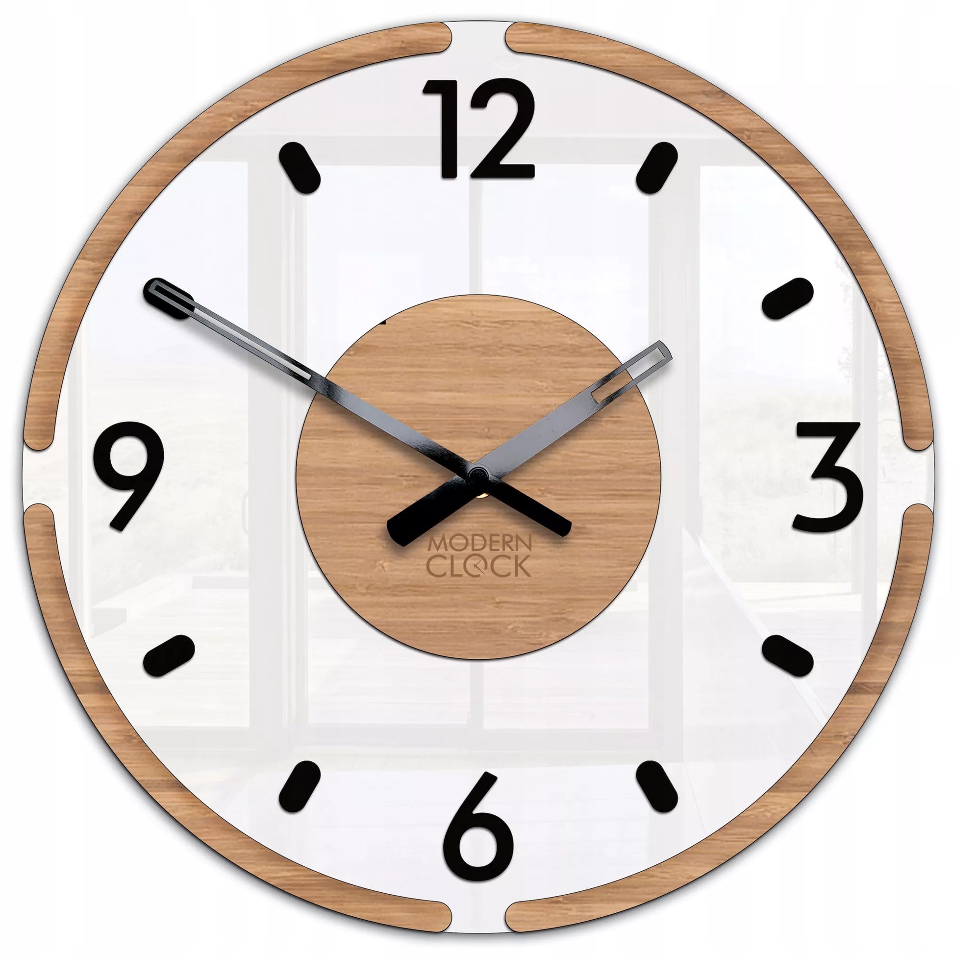 Sieninis laikrodis DUBAI 30 cm – tylus mechanizmas, „premium scandi 3D“ dizainas