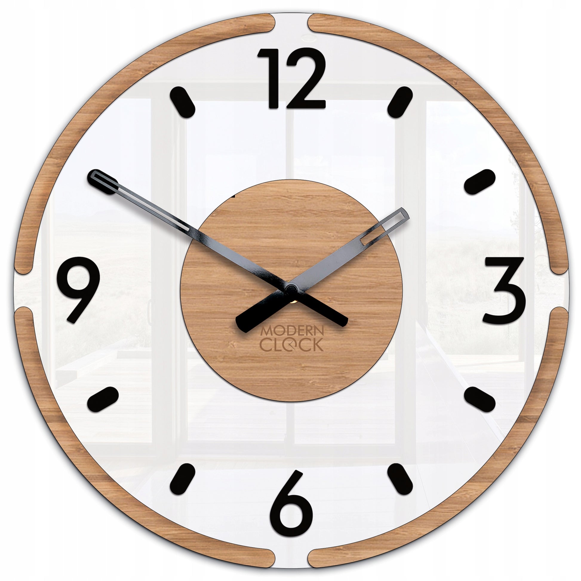 Sieninis laikrodis DUBAI 30 cm – tylus mechanizmas, „premium scandi 3D“ dizainas