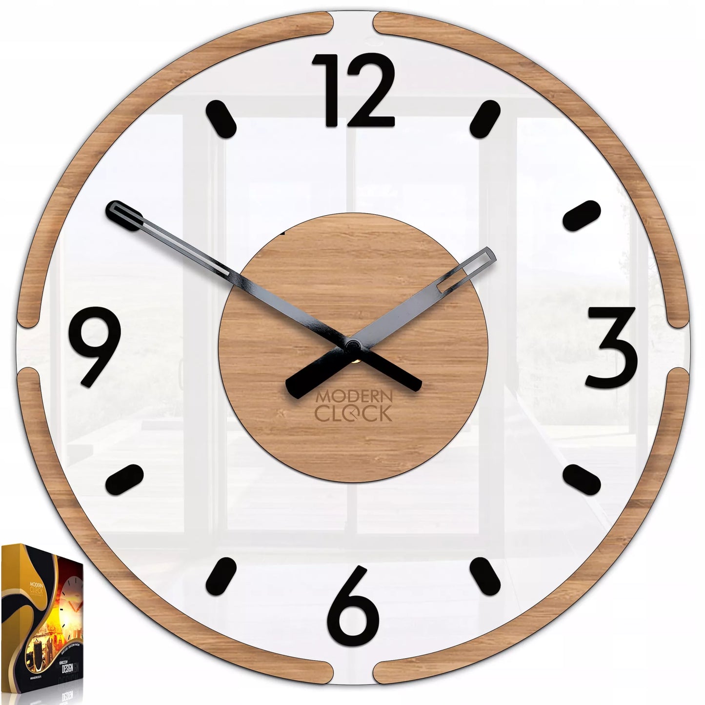 Sieninis laikrodis DUBAI 30 cm – tylus mechanizmas, „premium scandi 3D“ dizainas