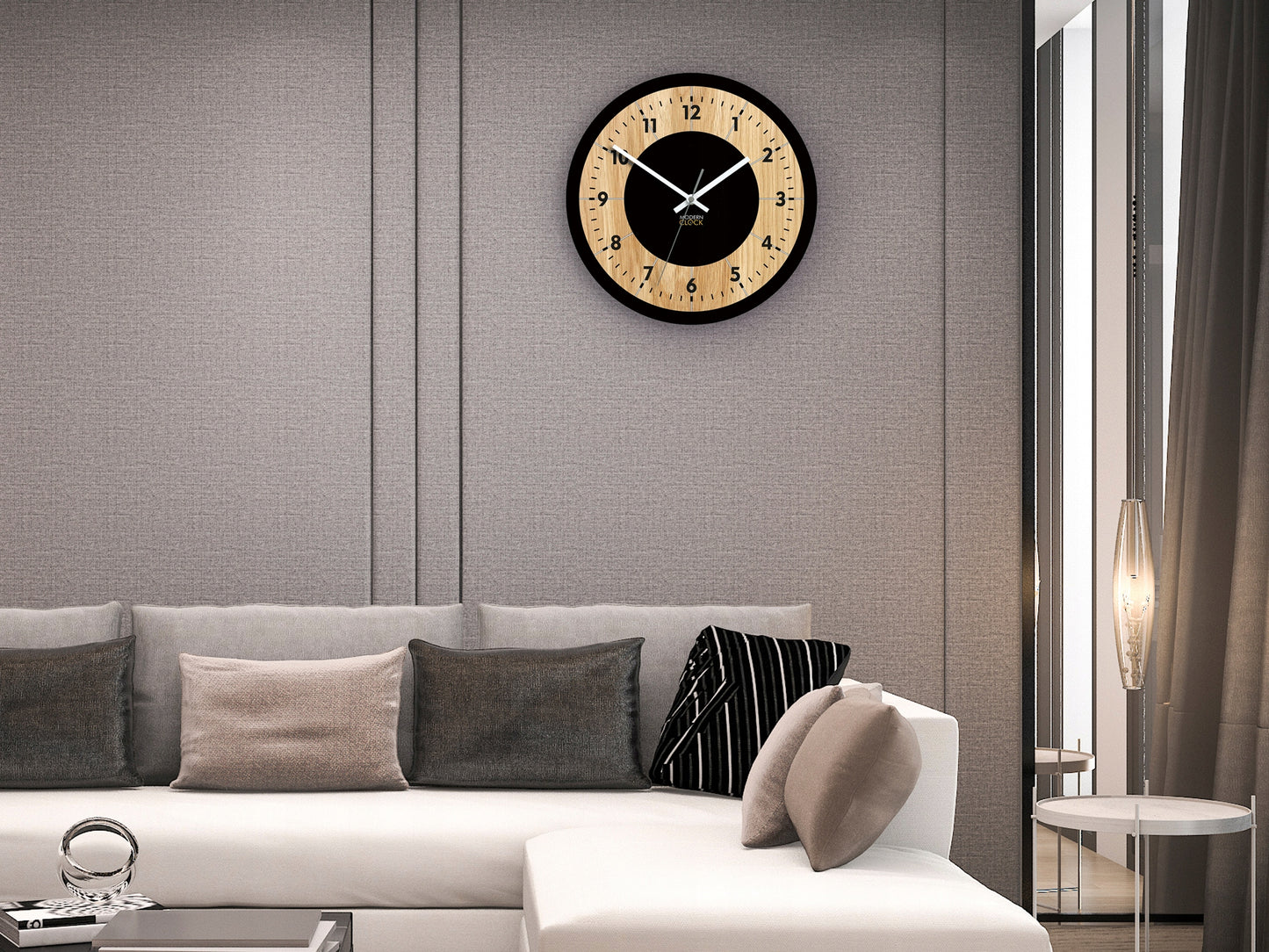 Sieninis laikrodis Medieninis ąžuolinis TOKIO – aiškus dizainas – svetainei