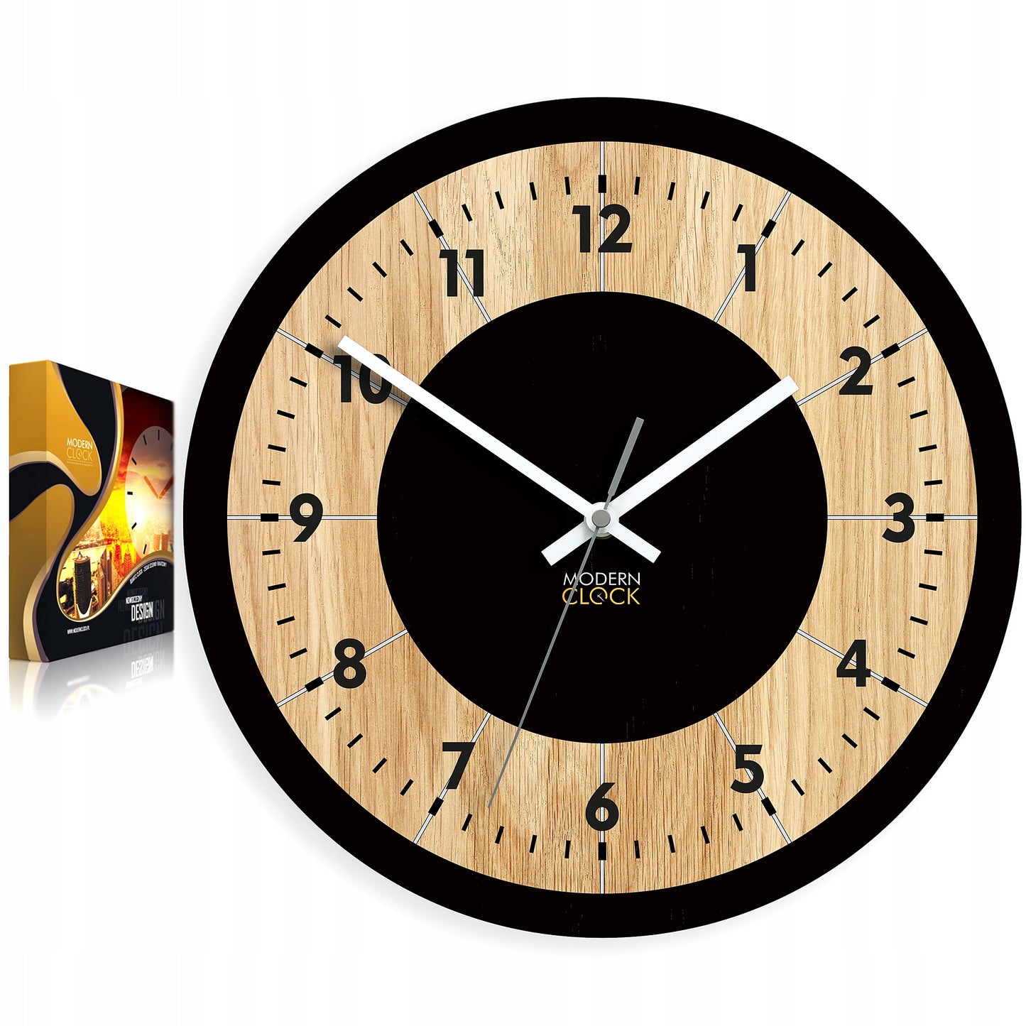 Sieninis laikrodis Medieninis ąžuolinis TOKIO – aiškus dizainas – svetainei