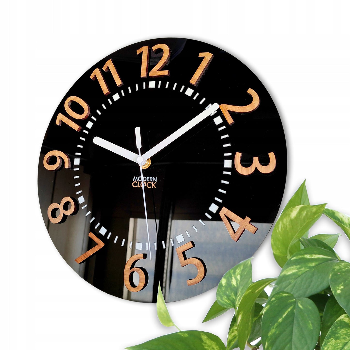 Sieninis laikrodis EROS 3D, tylus, lengvai skaitomas, bambukinis, 28 CM