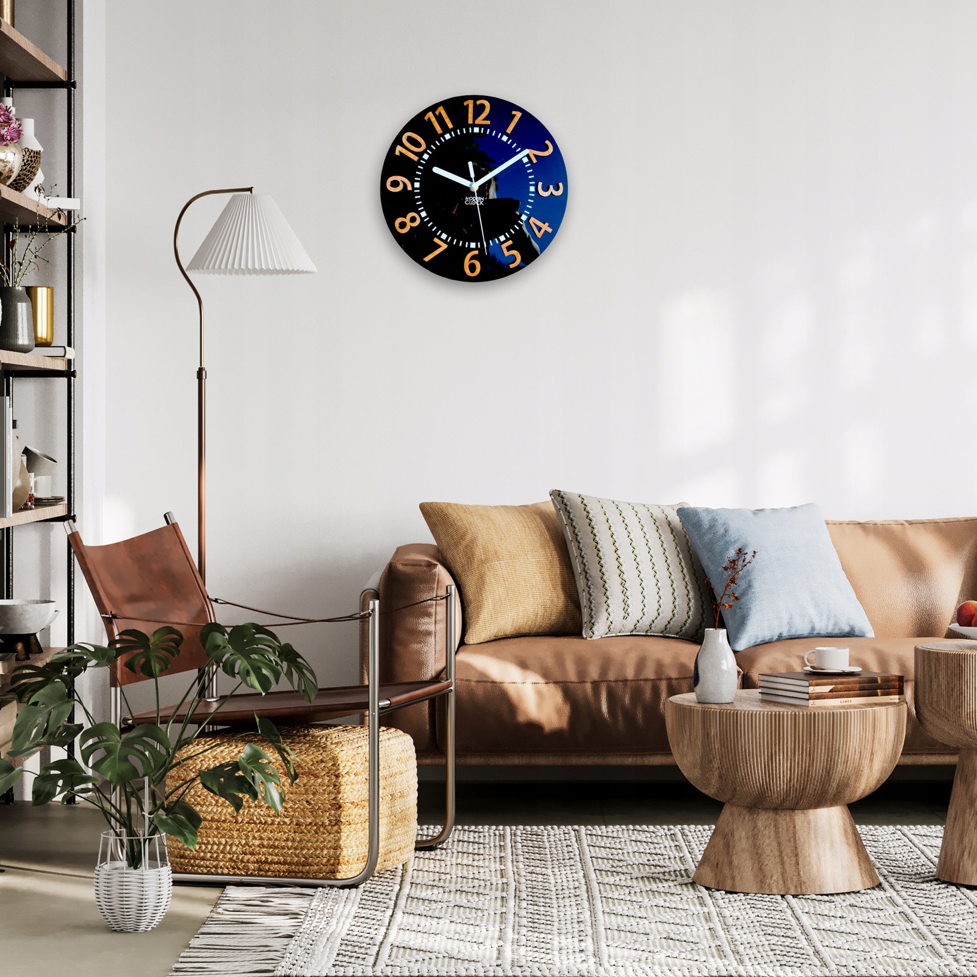 Sieninis laikrodis EROS 3D, tylus, lengvai skaitomas, bambukinis, 28 CM