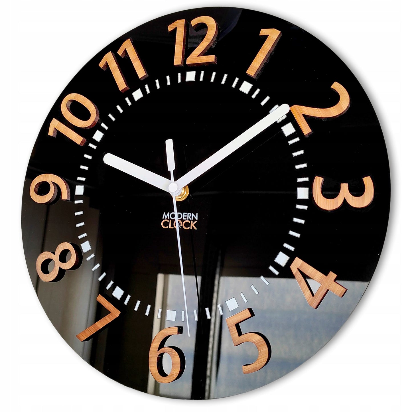 Sieninis laikrodis EROS 3D, tylus, lengvai skaitomas, bambukinis, 28 CM