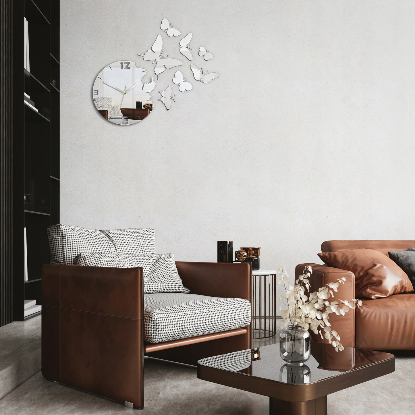 ModernClock sieninis laikrodis - Drugeliai Veidrodis DIY