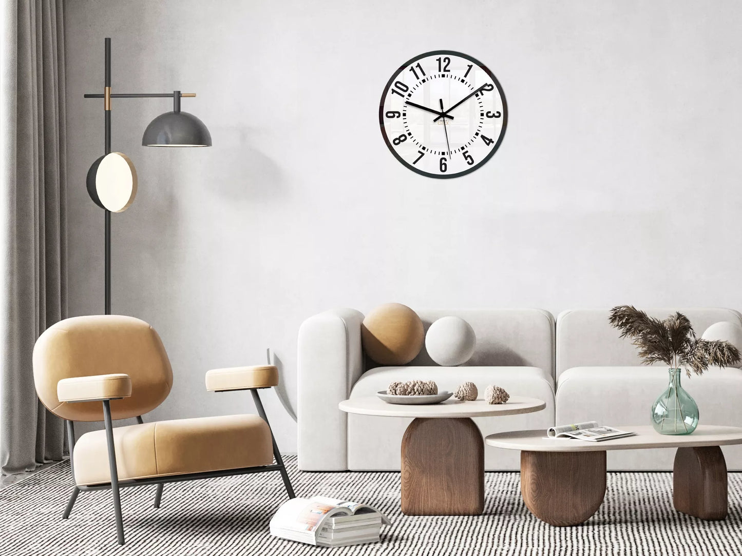 Sieninis laikrodis Oskar tylus įskaitomas modernus Loft