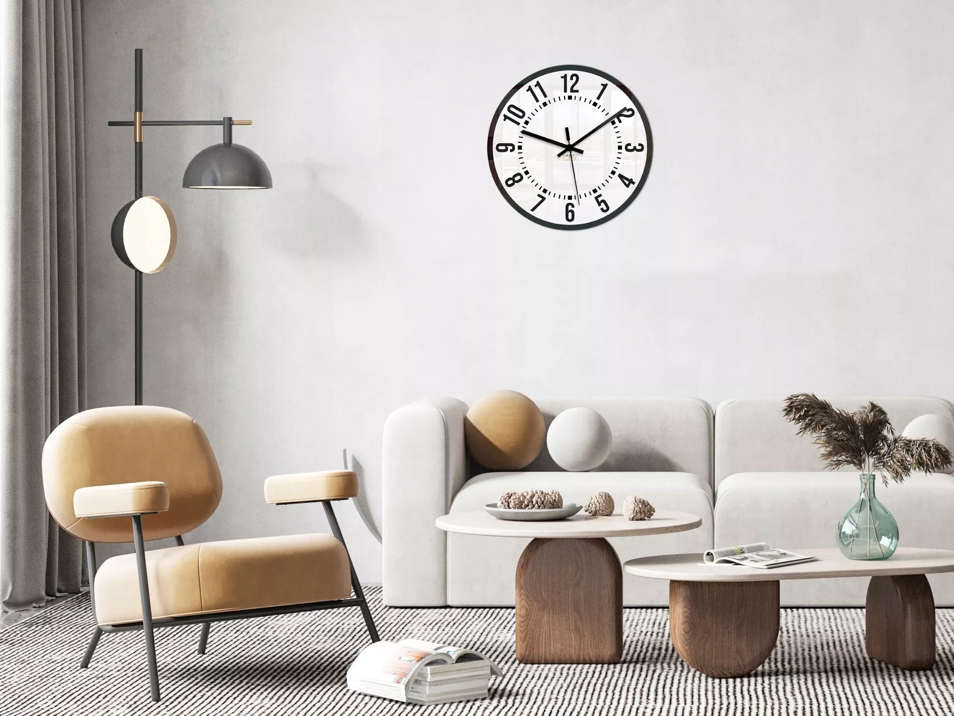 Sieninis laikrodis Oskar tylus įskaitomas modernus Loft