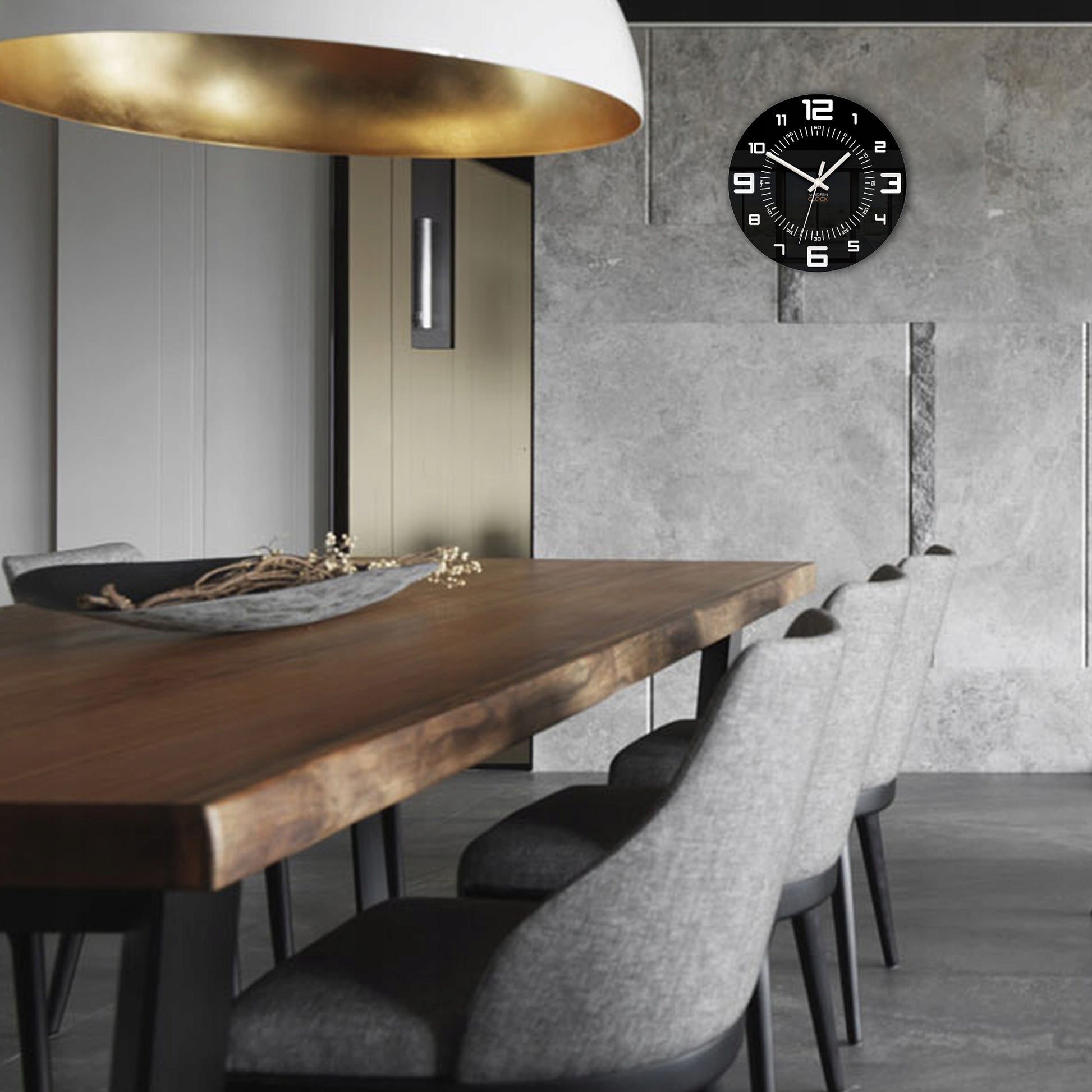 Sieninis laikrodis ROCKY juodai baltas 3D tylus, įskaitomumas, blizgus 28 CM