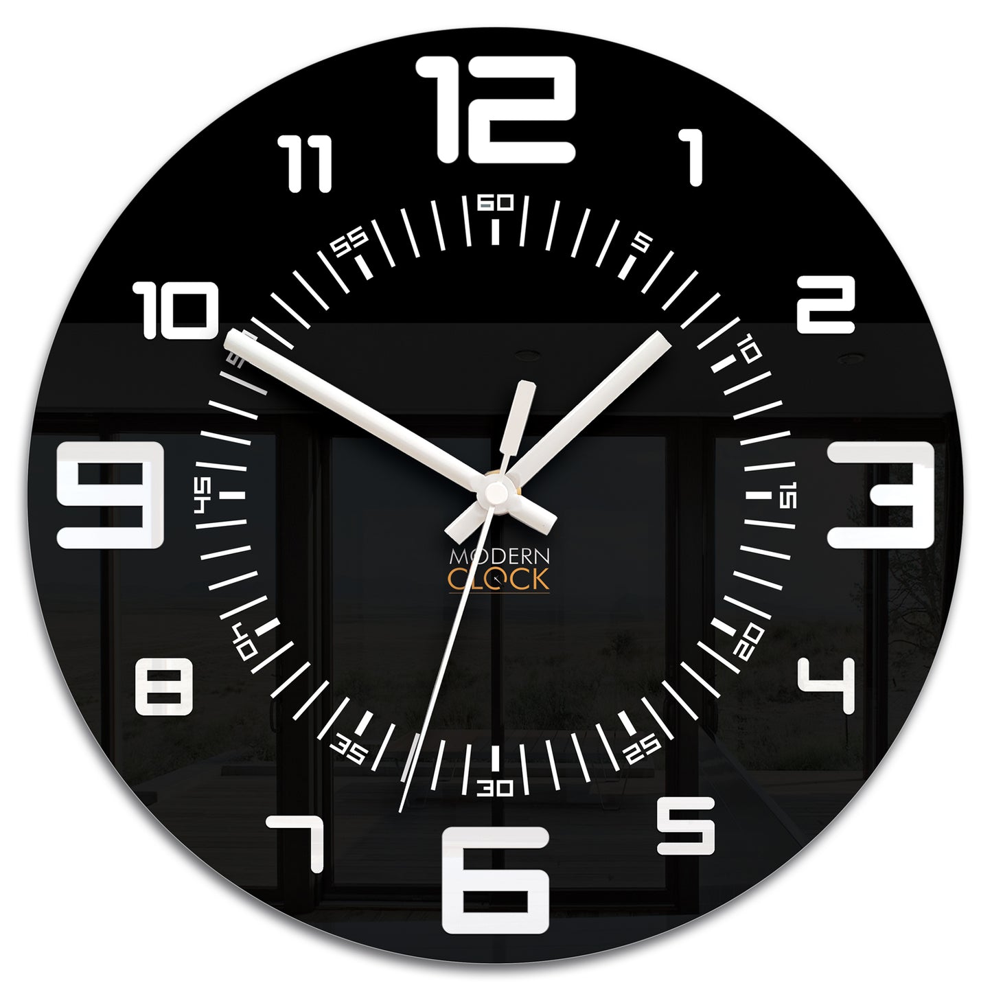 Sieninis laikrodis ROCKY juodai baltas 3D tylus, įskaitomumas, blizgus 28 CM