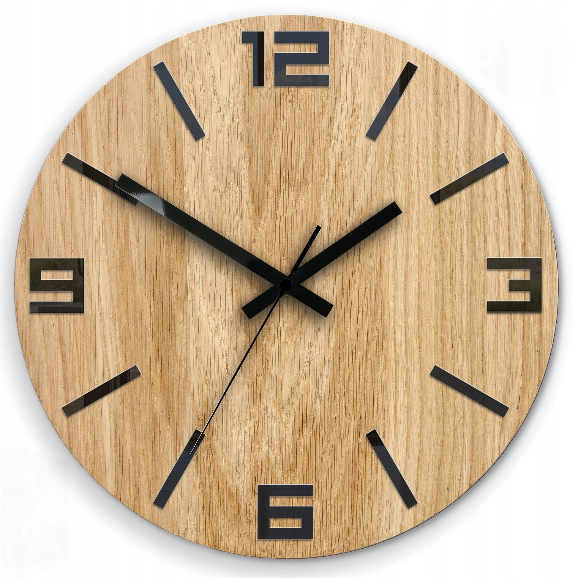 Medinis sieninis laikrodis Ąžuolinis ARABIK - 33 cm tylus, svetainės laikrodis