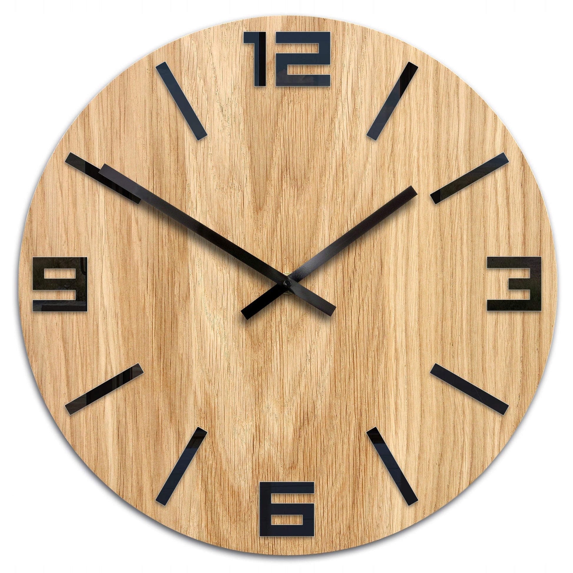 Medinis sieninis laikrodis Ąžuolinis ARABIC - 40 cm tylus, laikrodis svetainei