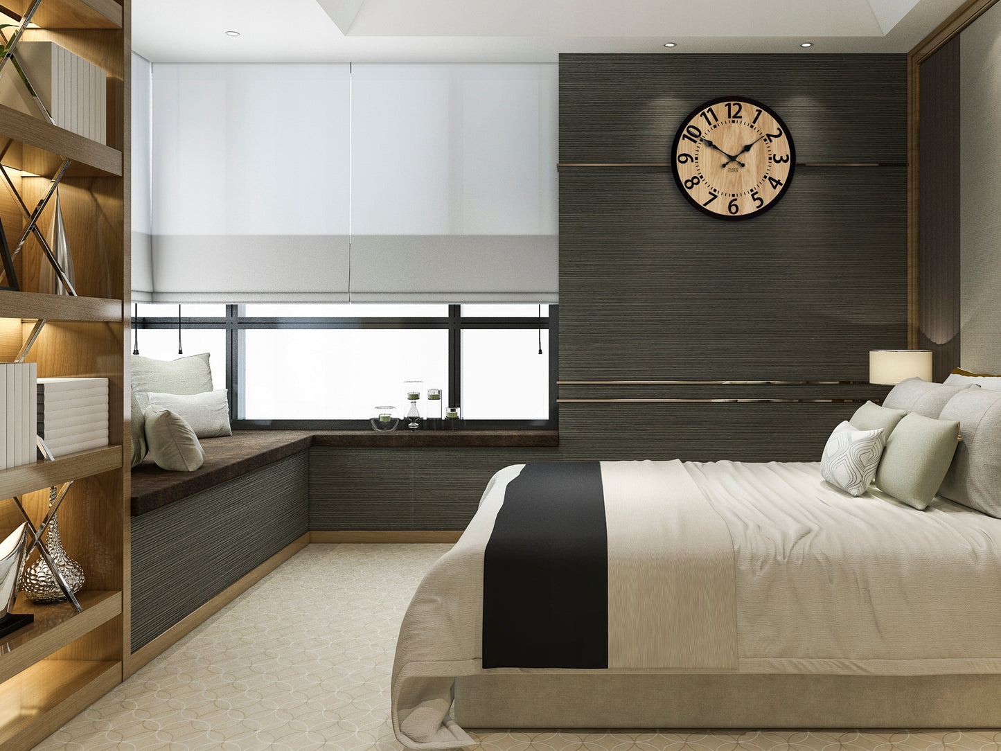 Medinis sieninis laikrodis Berlynas ąžuolinis 33 cm tylus