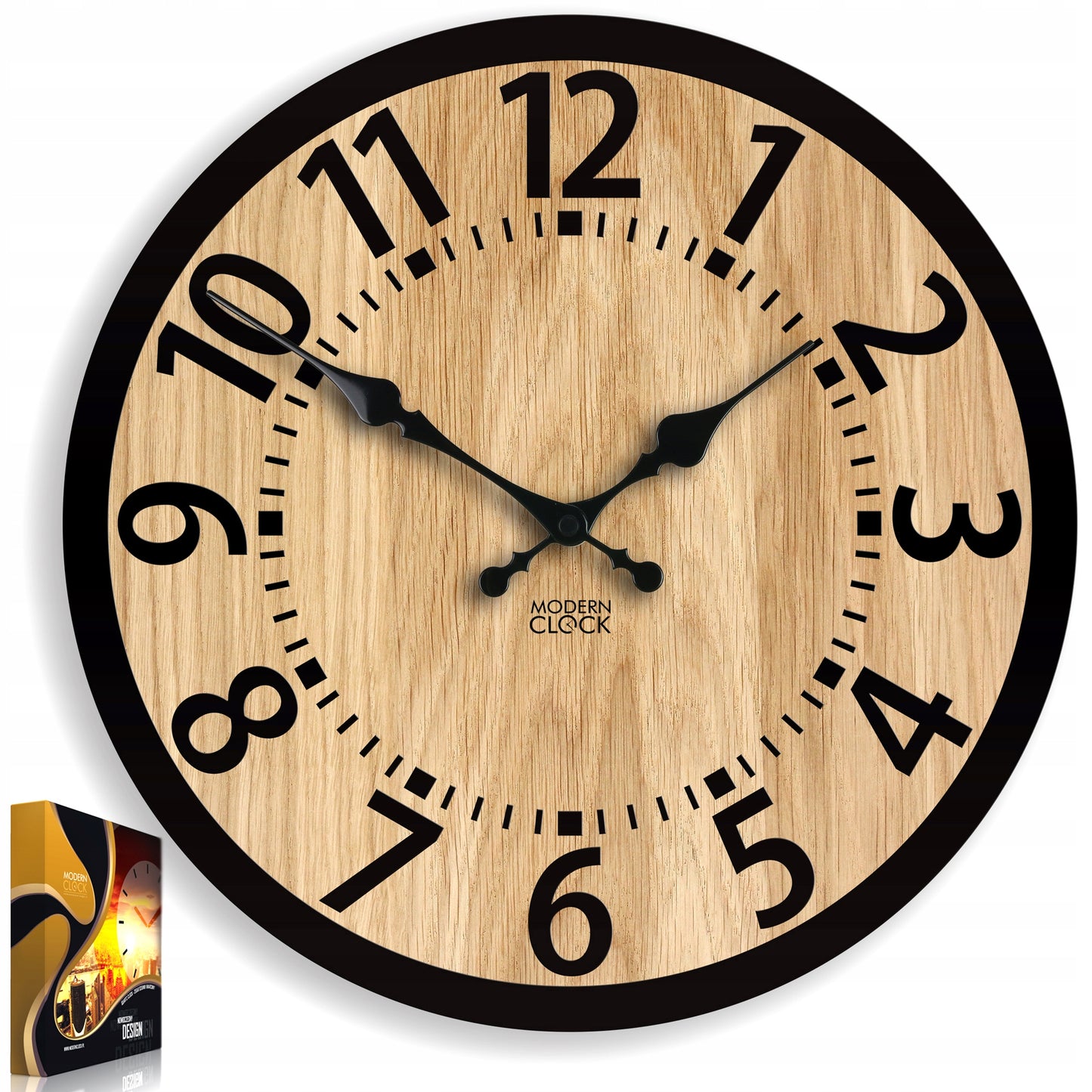 Medinis sieninis laikrodis Berlynas ąžuolinis 33 cm tylus