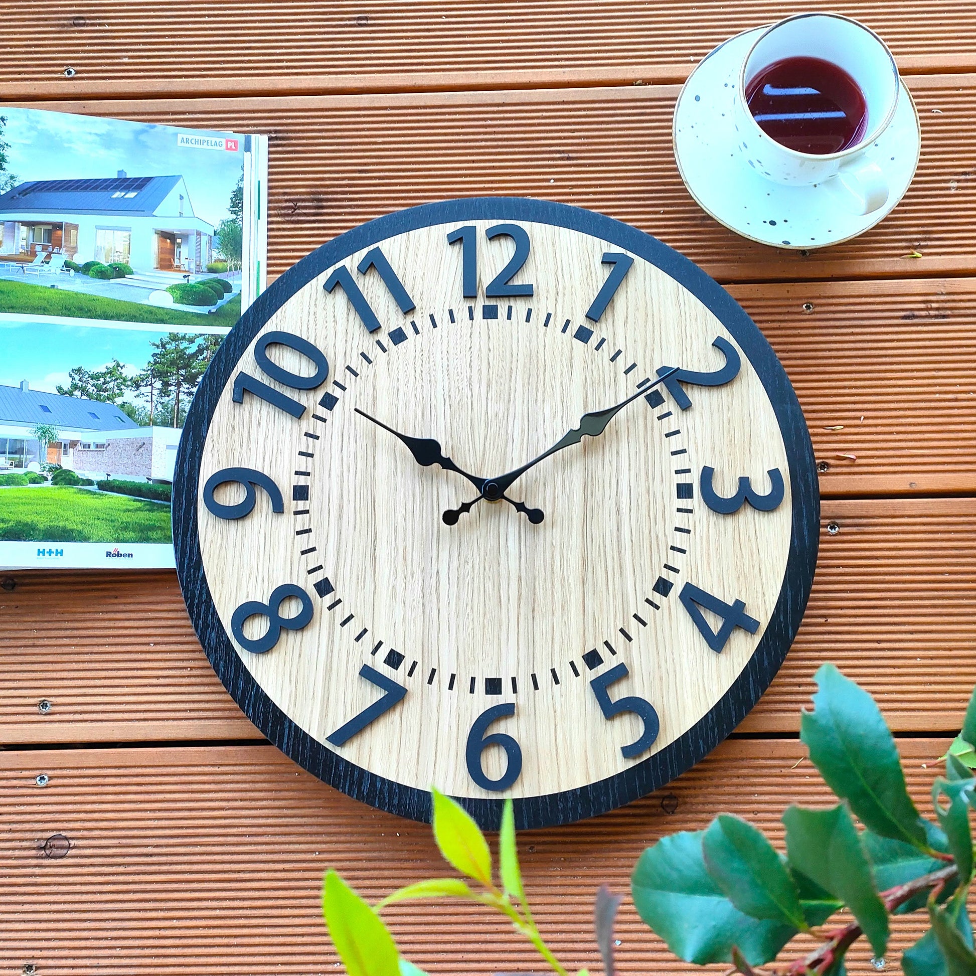 Medinis sieninis laikrodis Berlyno ąžuolinis - 40 cm tylus - svetainei - dovanai
