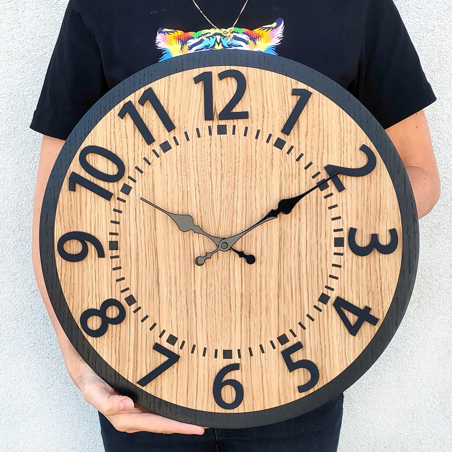 Medinis sieninis laikrodis Berlyno ąžuolinis - 40 cm tylus - svetainei - dovanai