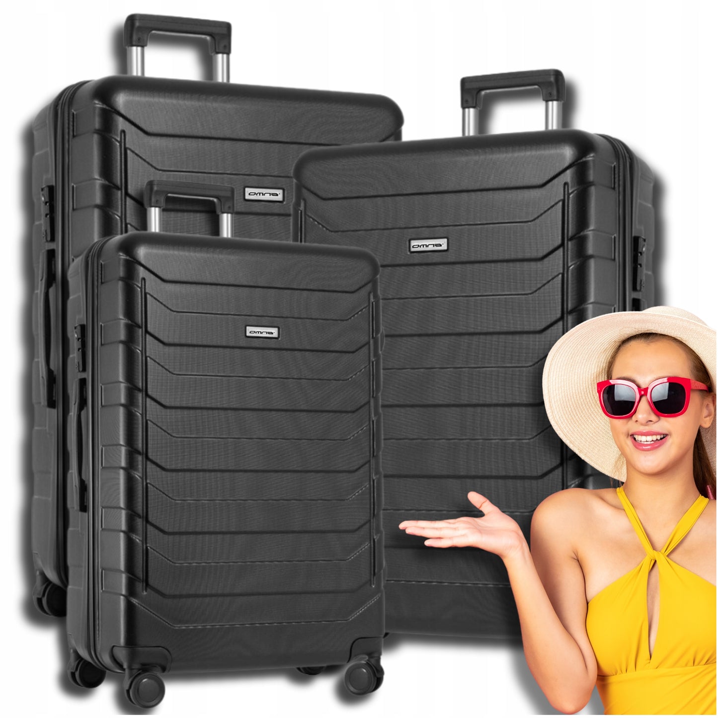 3 kelioninių lagaminų rinkinys 3in1 ABS bagažas lagaminas ant ratukų 94L+63L+40L