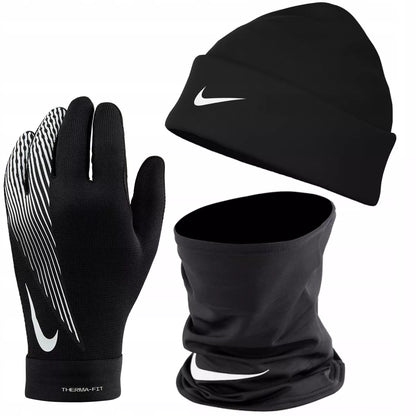 Rinkinys: žieminė kepurė, kaklo mova, pirštinės NIKE bėgimui, termiškos, UNISEX - L