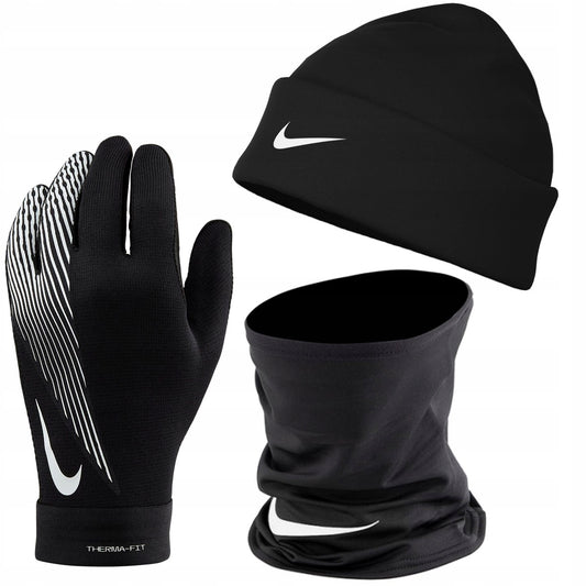 Rinkinys: žieminė kepurė, kaklo mova, pirštinės NIKE bėgimui, termiškos, UNISEX - L