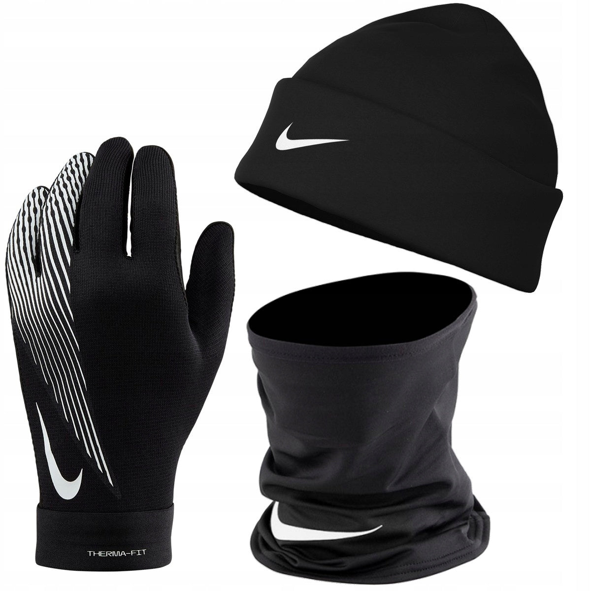 Rinkinys Kepurė Žieminis Šalikas Pirštinės NIKE Bėgimui Terminės UNISEX -XL