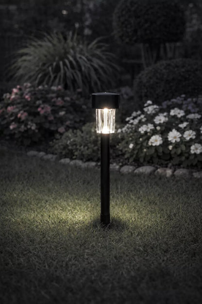 Zestaw solarna lampa wbijana LED czarna lampa ogrodowa z czujnikiem zmierzchu