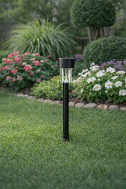 Zestaw solarna lampa wbijana LED czarna lampa ogrodowa z czujnikiem zmierzchu