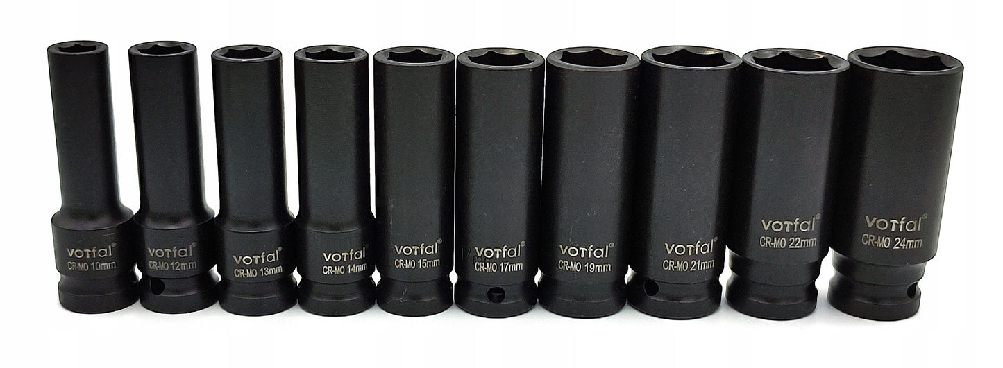 Smūginių Lizdų Rinkinys 1/2" 10–24mm 10 vnt. – Profesionalūs Raktai Lizdai