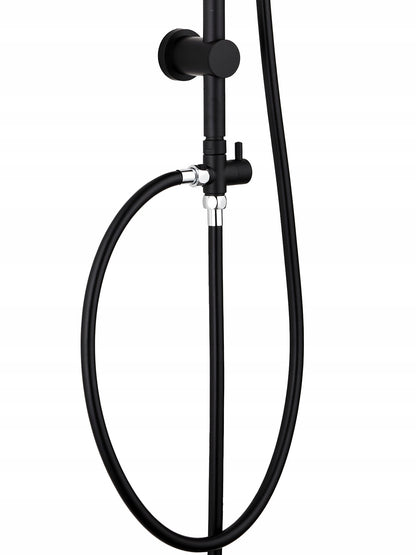 Juodas dušo komplektas su lietaus galvute, 1,5 m, 95 cm, ovalus, ABS