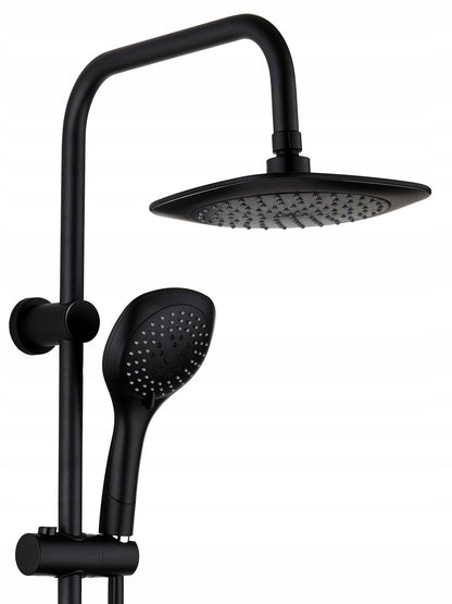 Juodas dušo komplektas su lietaus galvute, 1,5 m, 95 cm, ovalus, ABS