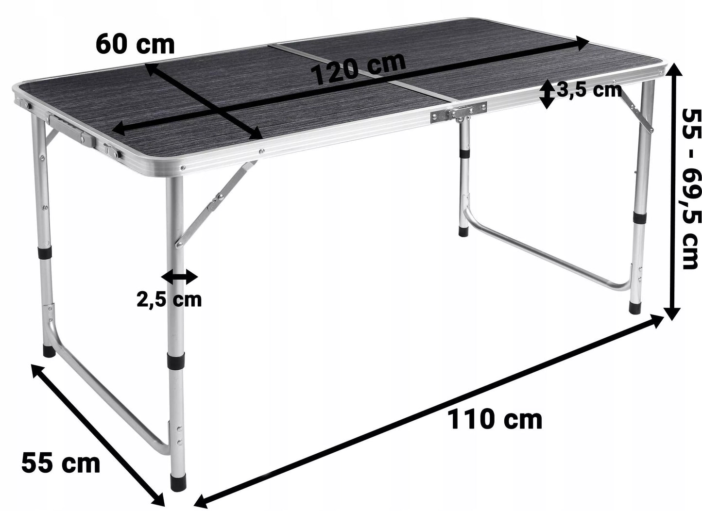 Stovyklavimo rinkinys Tramp Kempingowy Sulankstomas 120x60 cm Black Wood