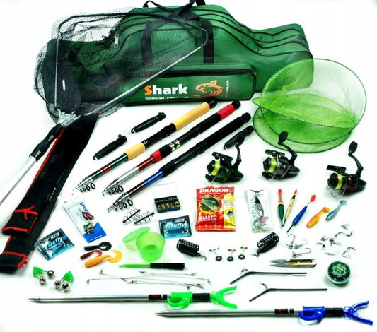 Žvejybos rinkinys Spinn-Plūdinė-Gruntinė 3 meškerės 3 ritės paruoštas žvejybai