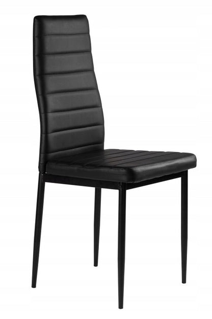 4 vnt. juodų ekoodos kėdžių komplektas su aukšta atlošo atrama svetainei ir valgomajam