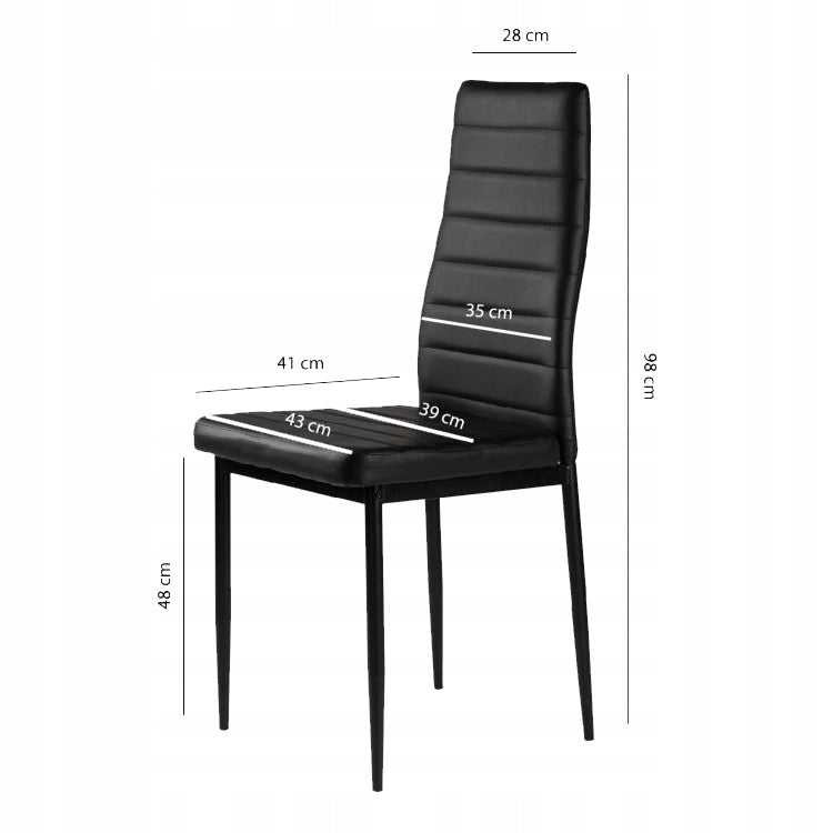 4 vnt. juodų ekoodos kėdžių komplektas su aukšta atlošo atrama svetainei ir valgomajam