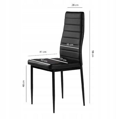 4 vnt. juodų ekoodos kėdžių komplektas su aukšta atlošo atrama svetainei ir valgomajam