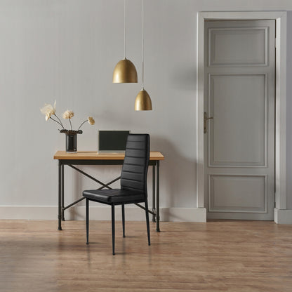 4 vnt. juodų ekoodos kėdžių komplektas su aukšta atlošo atrama svetainei ir valgomajam