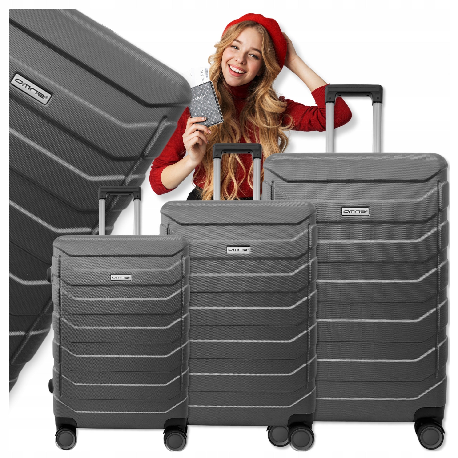 Kelioninių lagaminų rinkinys su ratukais, didelis 94L, vidutinis 63L, mažas 40L