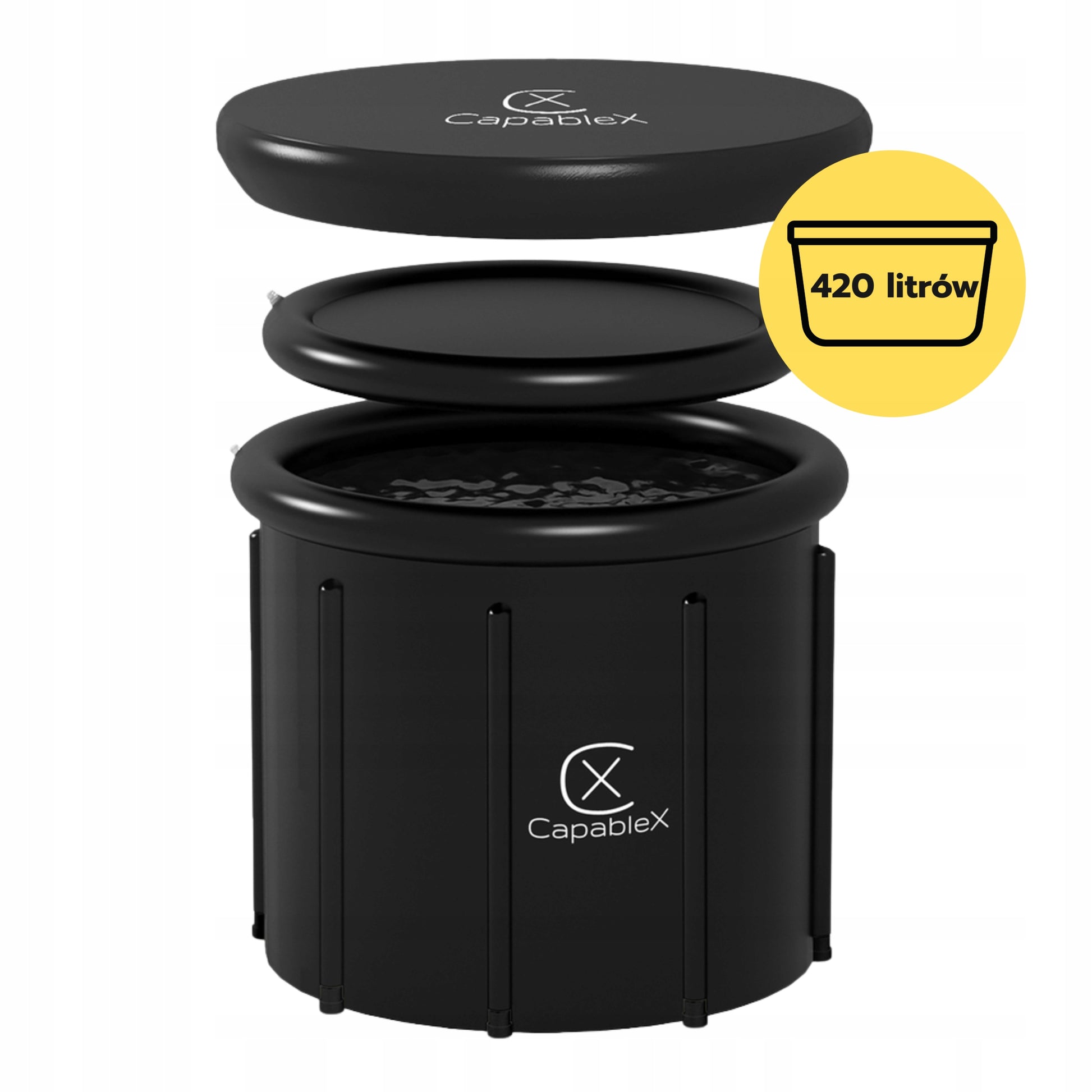 BALIA BANIA vandens vonia ledinė statinė CAPABLEX 420L dangtis 420L