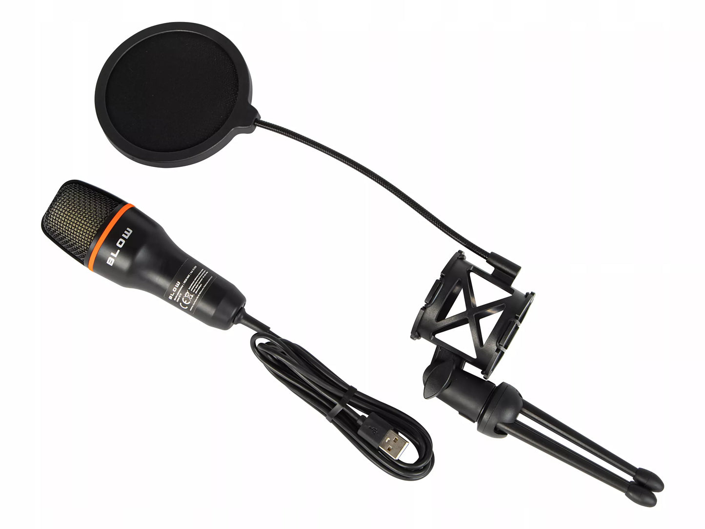 Kompiuterinis kondensatorinis žaidimų, studijinis, karaoke mikrofonas su USB ir filtru