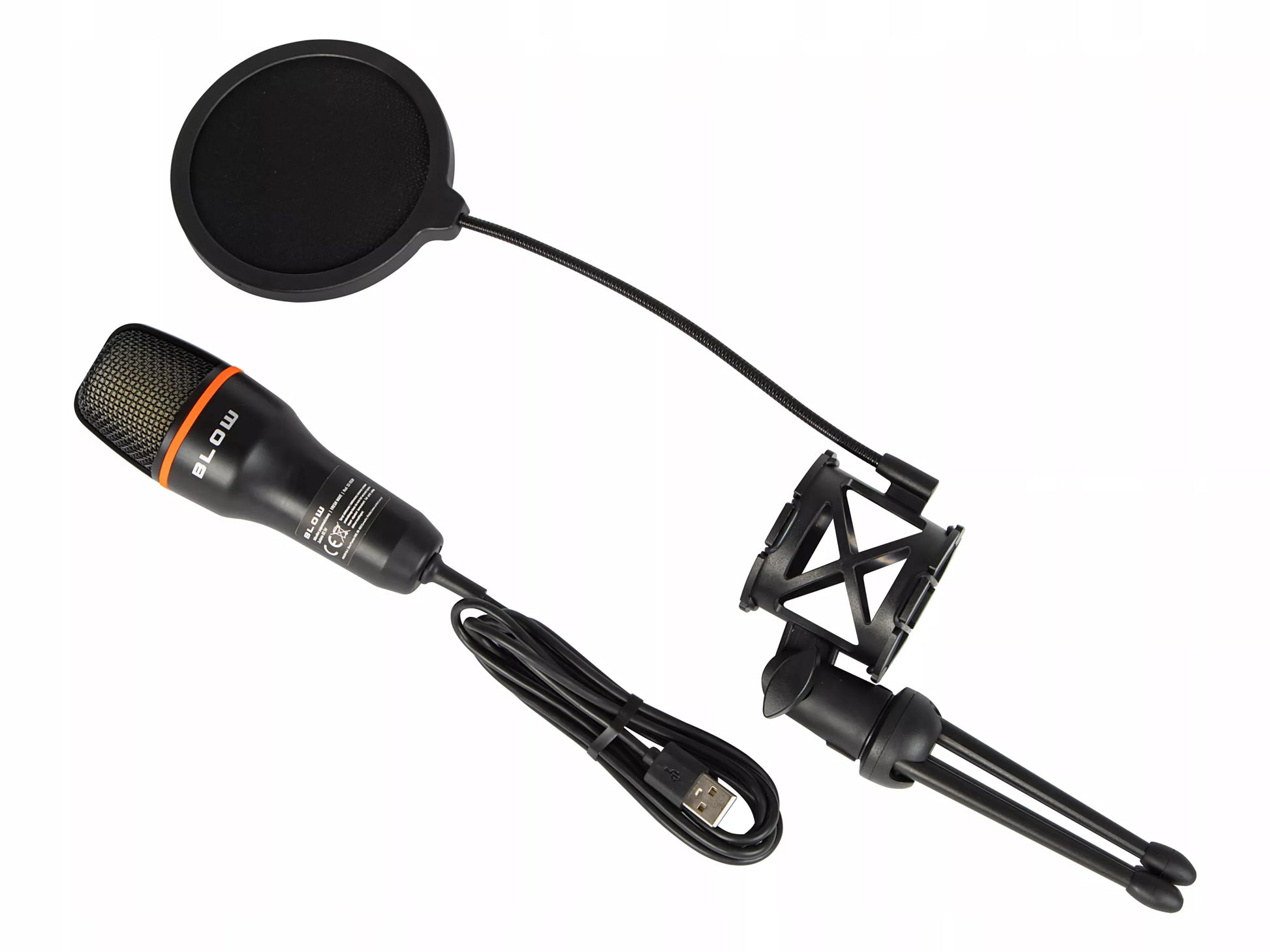Kompiuterinis kondensatorinis žaidimų, studijinis, karaoke mikrofonas su USB ir filtru
