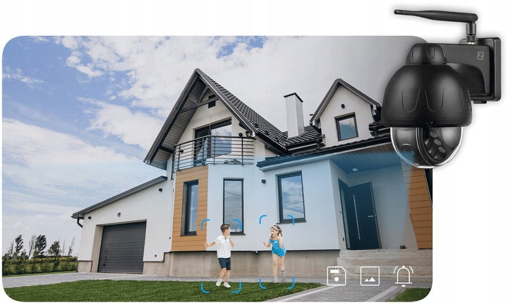 Lauko Pasukama WiFi Kamera 5MPx SU GARSU IR JUDĖSIO APTIKIMU, Metalinė, Juoda, PTZ