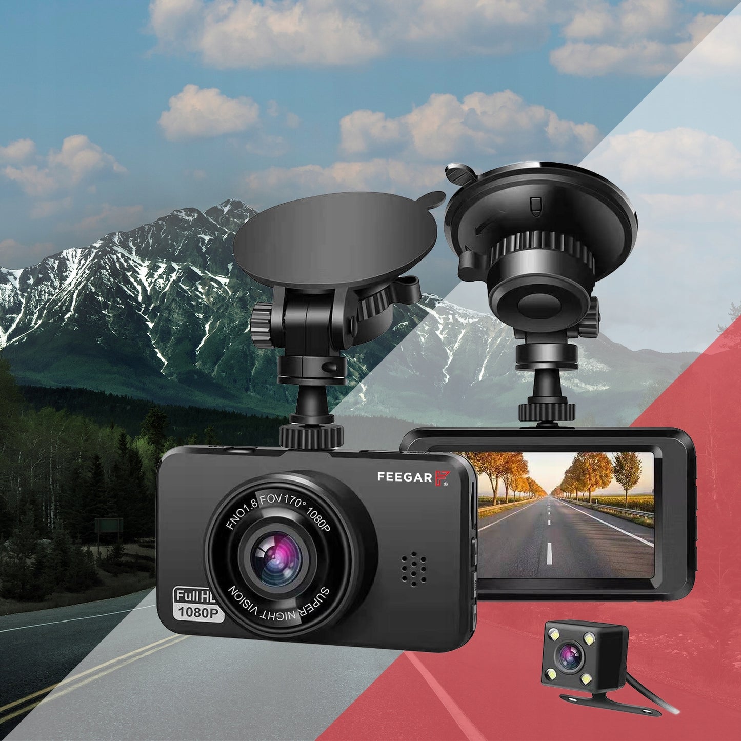Vaizdo registratorius Feegar Patrol Automobilio kamera atbulinės eigos HDR SONY sensorius