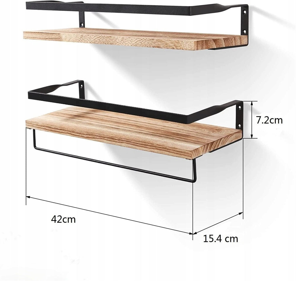 2 vnt. sieninės lentynos rinkinys, pakabinamos, su skersiniu, virtuvės sieninė lentyna