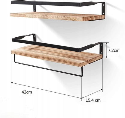 2 vnt. sieninės lentynos rinkinys, pakabinamos, su skersiniu, virtuvės sieninė lentyna