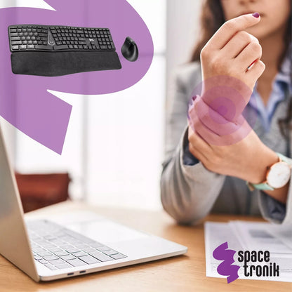 Ergonominė laidinė USB klaviatūra Spacetronik EZZY 1.5m membrana