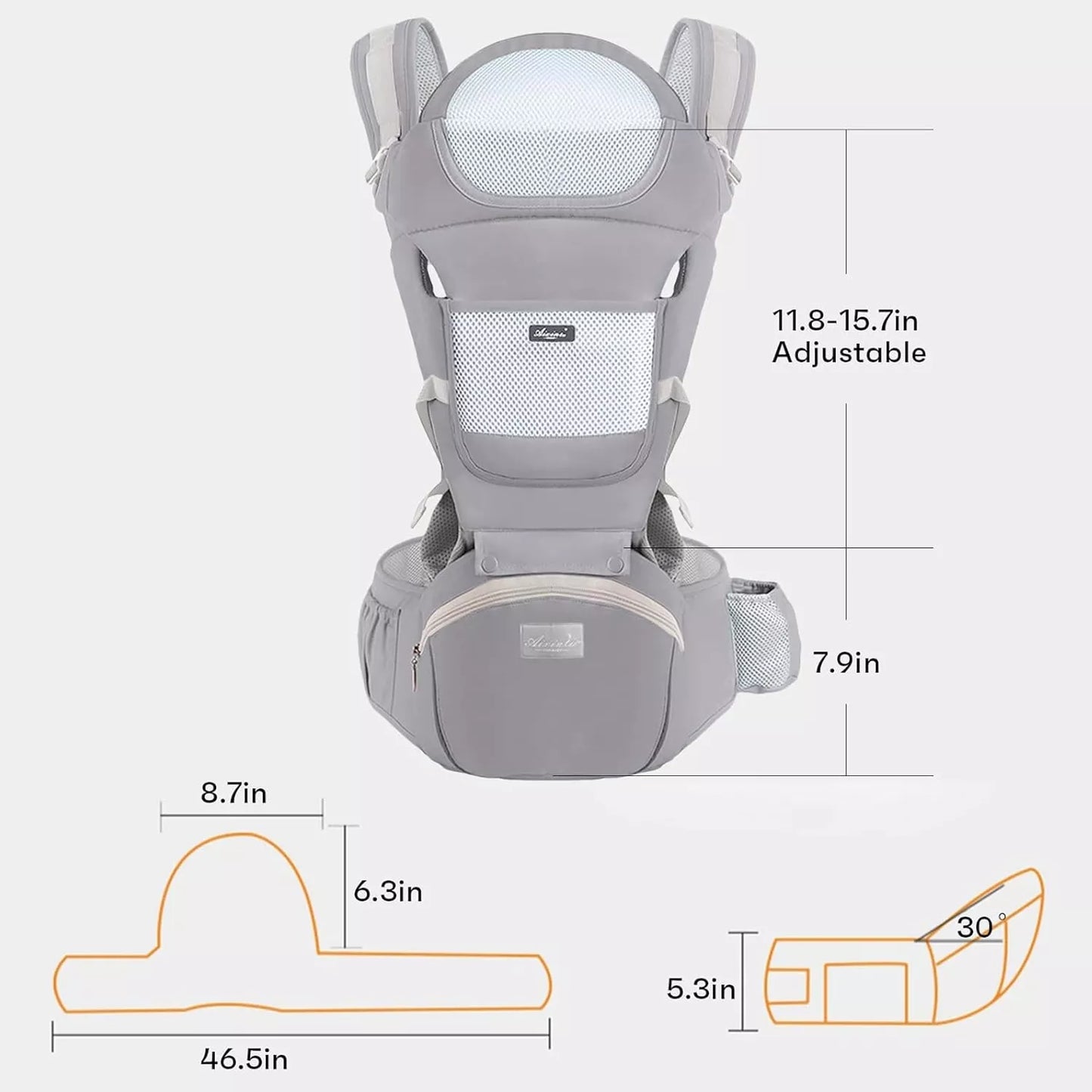 ERGONOMIŠKAS KŪDIKIŲ NEŠYNĖLĖ SU KĖDUTĖ, DAUGIAFUNKCINĖ 3-20 KG