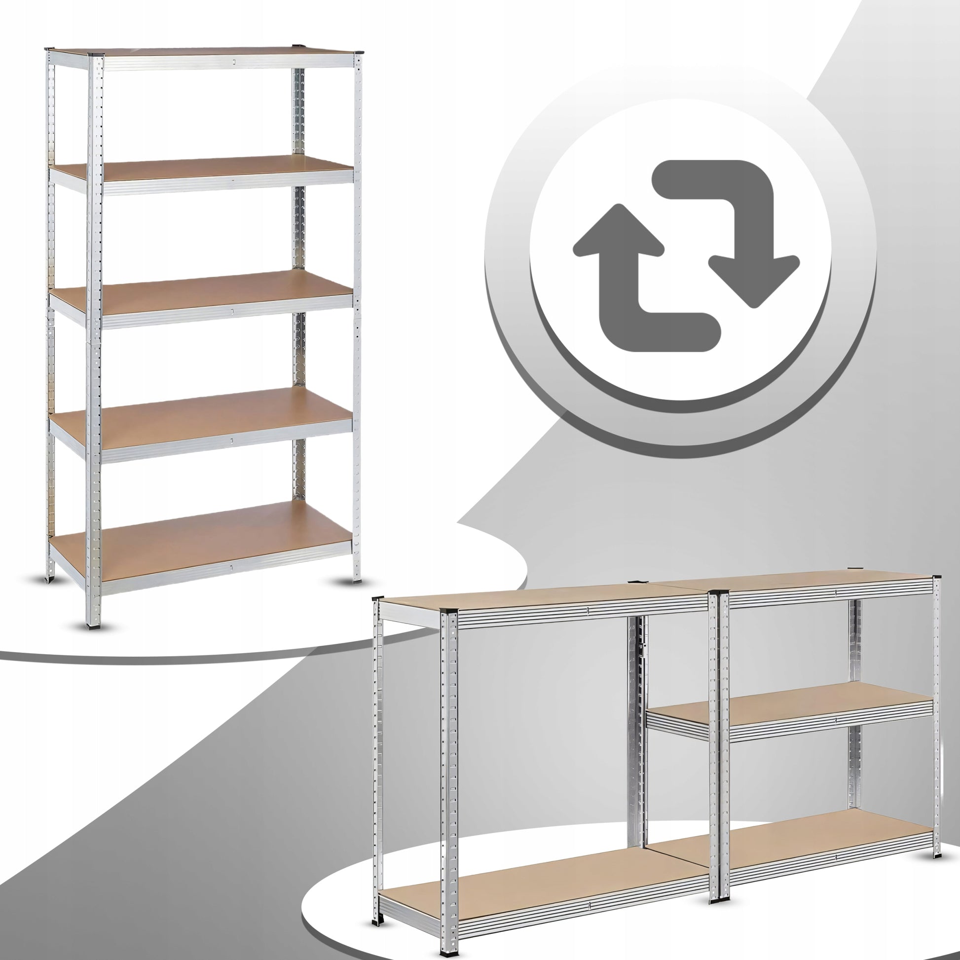 METALINĖ SANDĖLIAVIMO LENTYNĖLĖ 2 viename 5 lentynos 180X90X40CM 875KG GARAZINĖ STUMDOMA