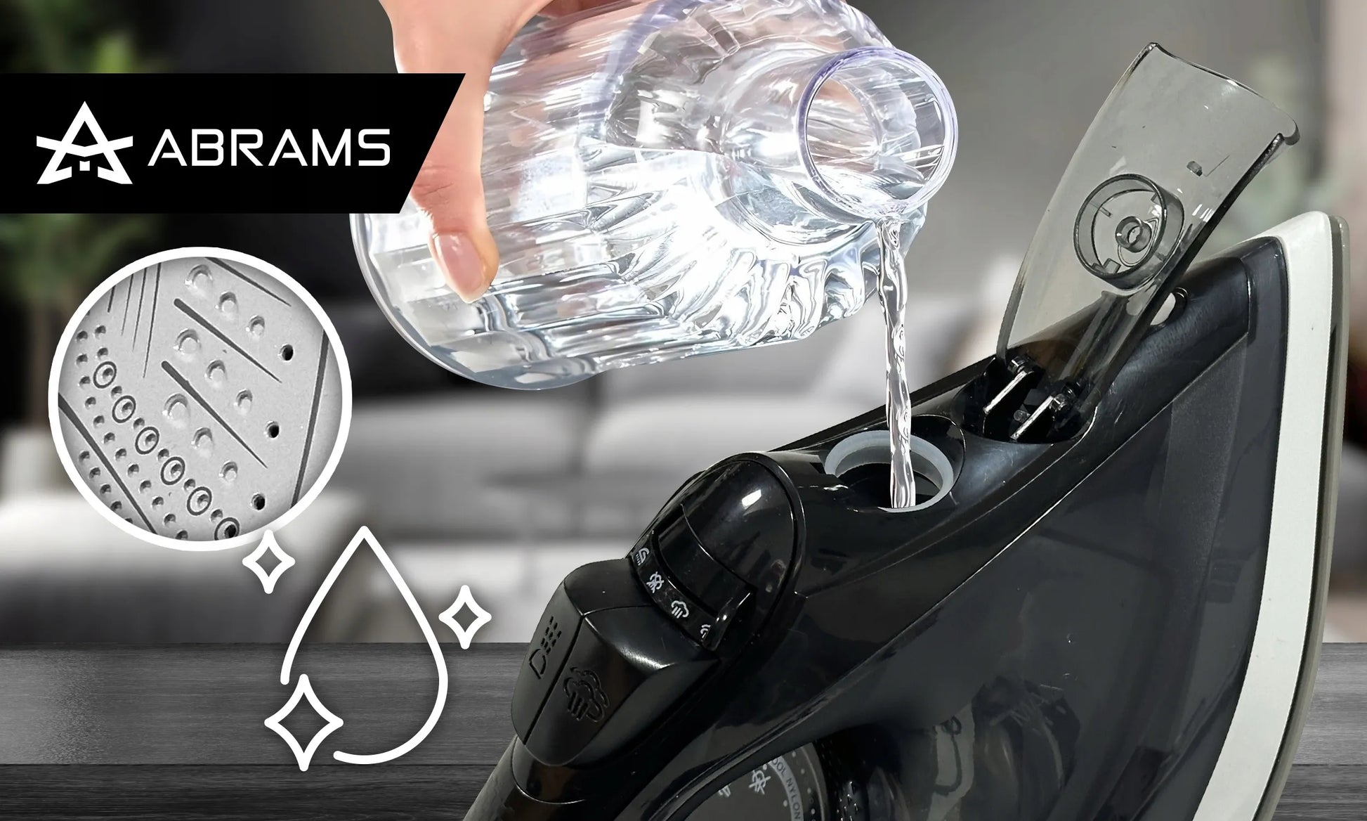 Abrams garų lygintuvas OS-220, keraminis padas, 3000 W, Anti-Drip, Anti-Calc